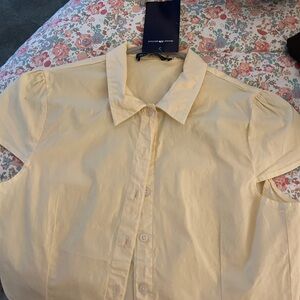 Brandy Melville Pale Yellow Button-Up Top